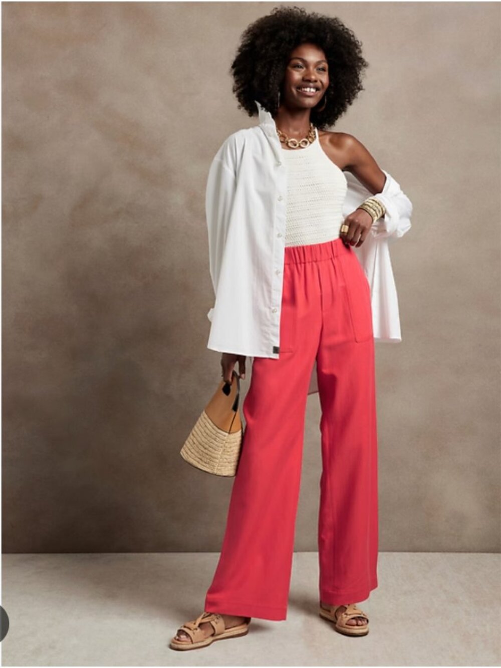 Banana Republic Coral Wide-Leg Pants